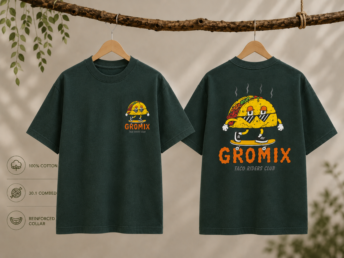 Gromix Tacos Riders Tee Forest
