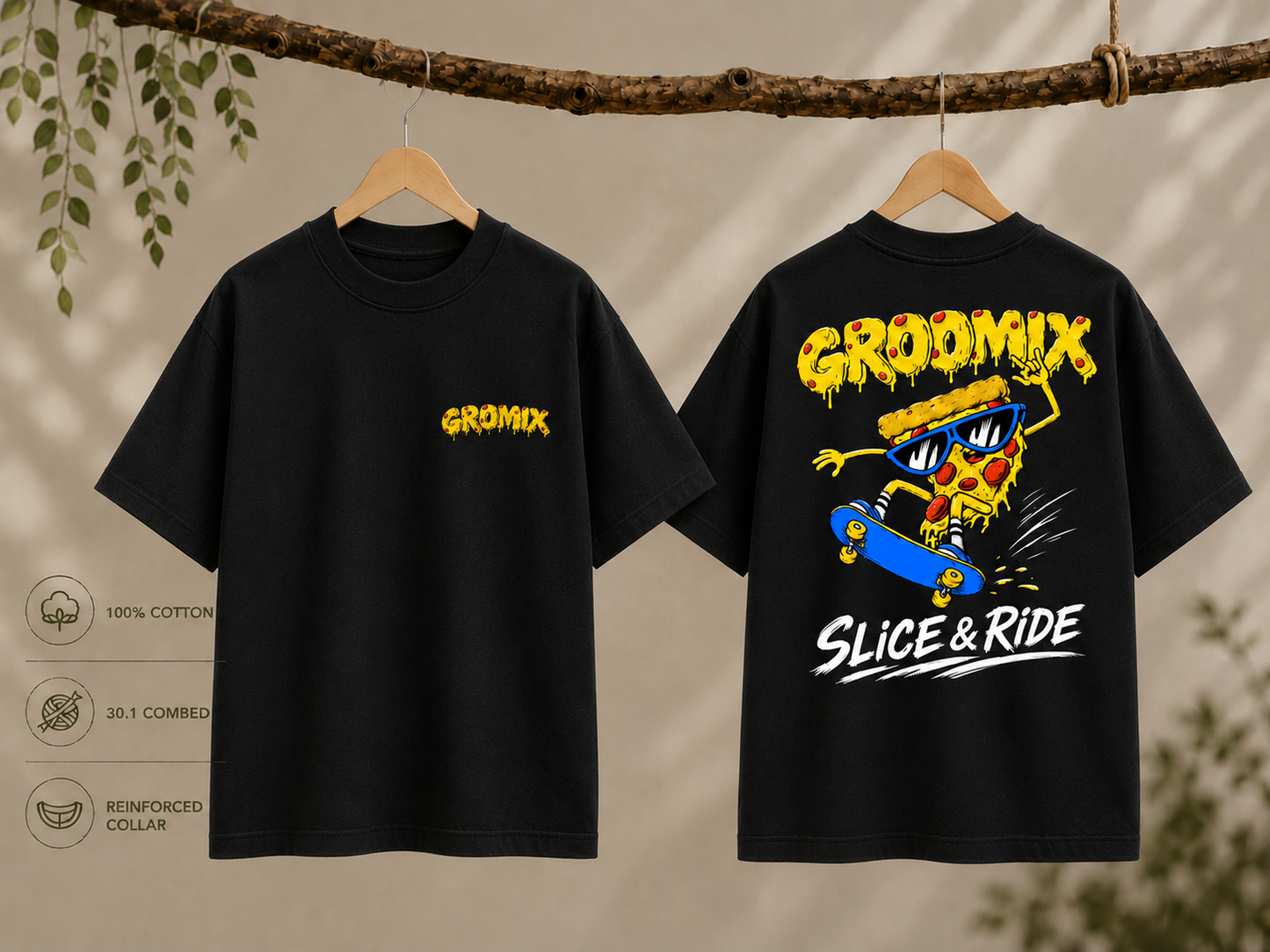 Gromix Slice & Ride Tee Charcoal